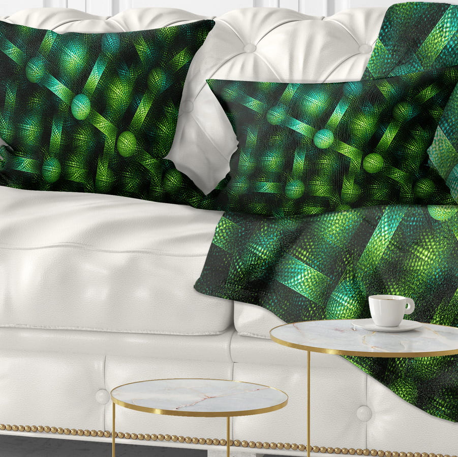 Designart Crystal Cell Green Steel Texture - Abstract Throw Pillow - 12x20