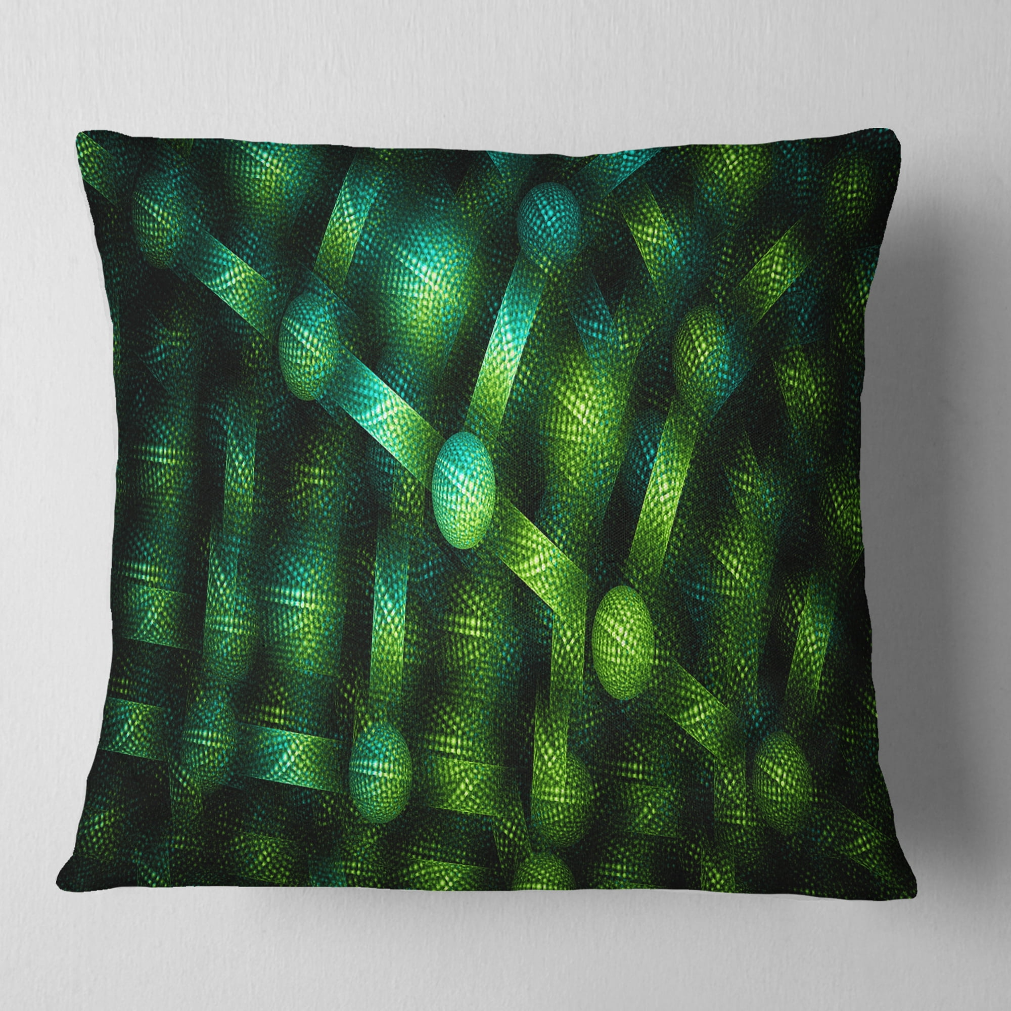 Designart Crystal Cell Green Steel Texture - Abstract Throw Pillow - 18x18