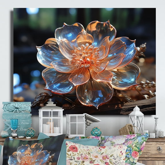 Designart "Crystal Clear Beauty in Orange Flowers I" Floral Metal Art Living Room