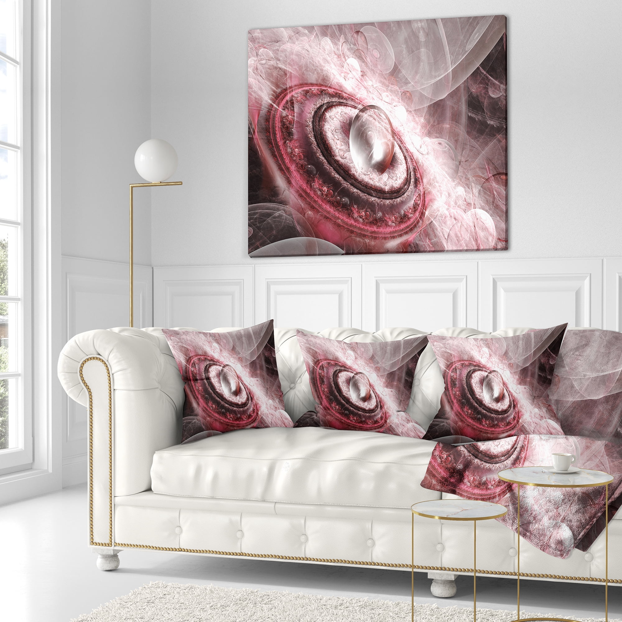Designart Crystal Rotating Flying Saucer - Floral Throw Pillow - 18x18
