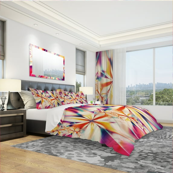 Designart 'Crystalize Pink Floral' Modern & Contemporary Duvet Cover Set