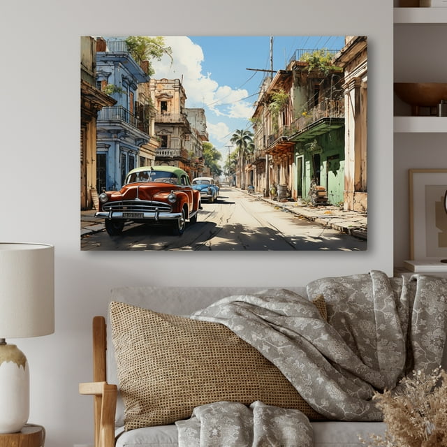 Designart "Cuba flow Street I" Transportation Metal Art Living Room
