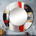 thumbnail image 1 of Designart "Cubic Abstract in Red and Gold I" Cubism Rund Mirror For Wall Decor - Large Red Round Print Mirror - Round Mid-Century Mirror 23" x 23" Inch - Wall Mounted Round Large Mirror, 1 of 5