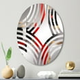 thumbnail image 1 of Designart "Cubic Abstract in Red and Gold I" Cubism Baptist Fan Round Wall Mirror - Abstract Oval Printed Decorative Mirror - Multiple Color Options, 1 of 5