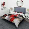 thumbnail image 1 of Designart "Cubic Abstract in Red and Gold I" Cubism Bedding Covert Set - Abstract Red Modern Bed Set With 2 Shams, 1 of 6