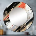 thumbnail image 1 of Designart "Cubic Abstract in Red and Gold II" Cubism Round Mirror Wall Décor Mid-Century - Large Red Round Mirror - Round Mirror 23" x 23" Inch, 1 of 5