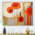 thumbnail image 1 of Designart "Cubic Flowers In Bold Orange" Modern Geometric Floater Framed Wall Art Living Room, 1 of 5