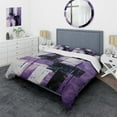 thumbnail image 1 of Designart "Cubism Brush in Tachisme Purple V" Tachisme Bedding Covert Set - Abstract Purple Modern Bed Set With 2 Shams, 1 of 5