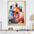 thumbnail image 1 of Designart "Cubism Perfumes with Orange Scent III" Fashion Framed Wall Art - Glam Orange Perfumes Entryway Framed Wall Art, 1 of 1