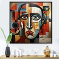 thumbnail image 1 of Designart "Cubism Portrait Inspired by Pablo Picasso I" Fashion Framed Wall Art - Glam Blue Man Abstract Entryway Framed Wall Art Print, 1 of 6