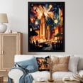 thumbnail image 1 of Designart "Cubist Cityscape at Sunset" Cityscapes Framed Wall Art - Industrial Yellow City Art Deco Bedroom Framed Canvas Wall Art, 1 of 6