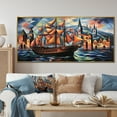 thumbnail image 1 of Designart "Cubist Cruise Pirate Adventures in the Caribbean" Oversized Coastal Framed Wall Art - Coastal Yellow Coastal Boat Hallway Framed Wall Art Decor, 1 of 7