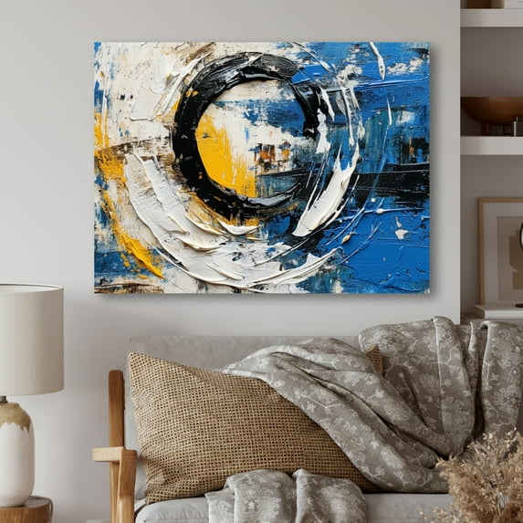 Designart "Cubist Fusion Blue White Composition" Cubism Metal Wall Decor