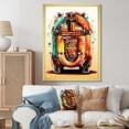 thumbnail image 1 of Designart "Cubist Harmonies Jukebox Artistry I" Fashion Framed Wall Art - Modern Red Jukeboxes Entryway Framed Wall Art, 1 of 6