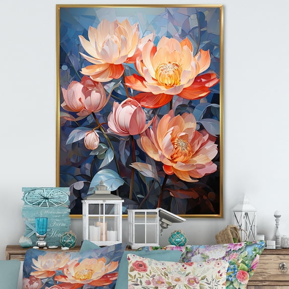 Designart "Cubist Harmony In Lotus" Lotus Floater Framed Canvas Art Print