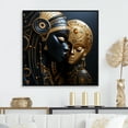 thumbnail image 1 of Designart "Cubist Portrait of African Mother in Black and Gold II" Fashion Framed Wall Art - Glam Black Woman African American Entryway Framed Wall Art, 1 of 6