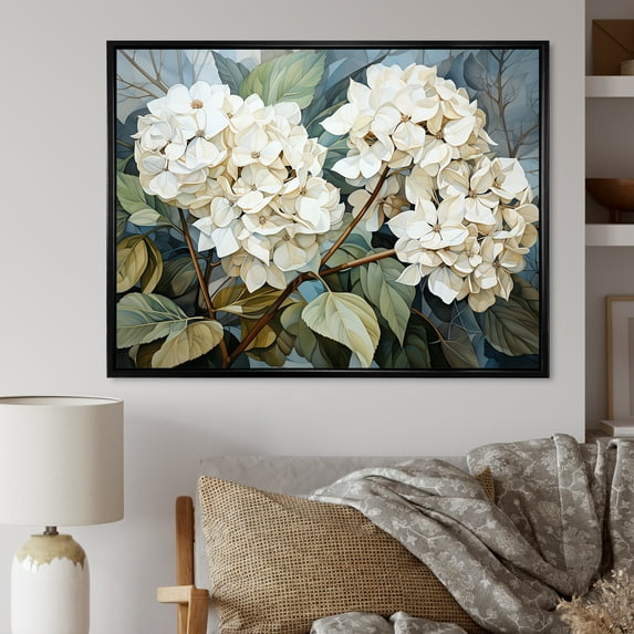 Designart "Cubist Rendering Of Hydrangea Beauty" Hydrangea Floater Framed Wall Decor