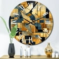 thumbnail image 1 of Designart "Cubist Visions in Gold II" Cubism Oversized Wall Clock, 1 of 5