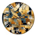 thumbnail image 1 of Designart "Cubist Visions in Gold II" Cubism Oversized Wall Clock, 1 of 5