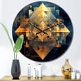 thumbnail image 1 of Designart "Cubist Visions in Gold III" Cubism Oversized Wall Clock, 1 of 5