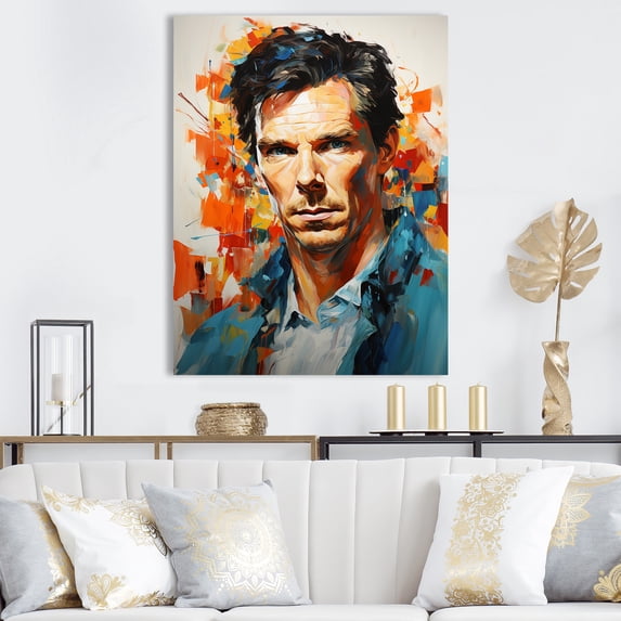Designart "Cumberbatch In Cerulean" Celebrity Wall Art Living Room