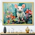 thumbnail image 1 of Designart "Curious Rat Amidst Green Blooms" Animals Framed Wall Art Decor - Modern Farmhouse Green Mouse Hallway Framed Wall Art Decor, 1 of 6