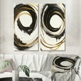 thumbnail image 1 of Designart "Curvaceous Black and Gold Design I" Abstract Spirals Wall Art Set Of 2 - Black Abstract Canvas Set For Living Room Decor, 1 of 7