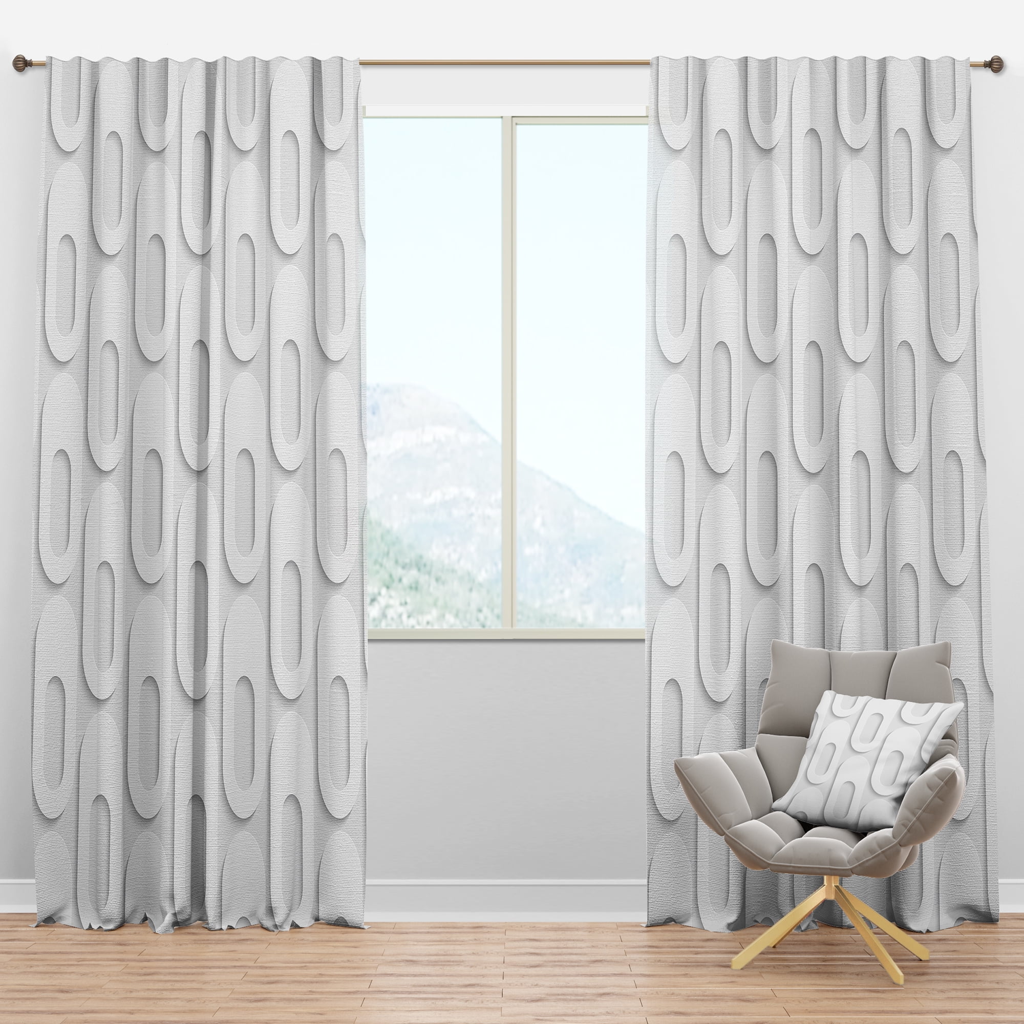 Designart 'Curved Pattern Shape' Scandinavian Blackout Curtain Panel