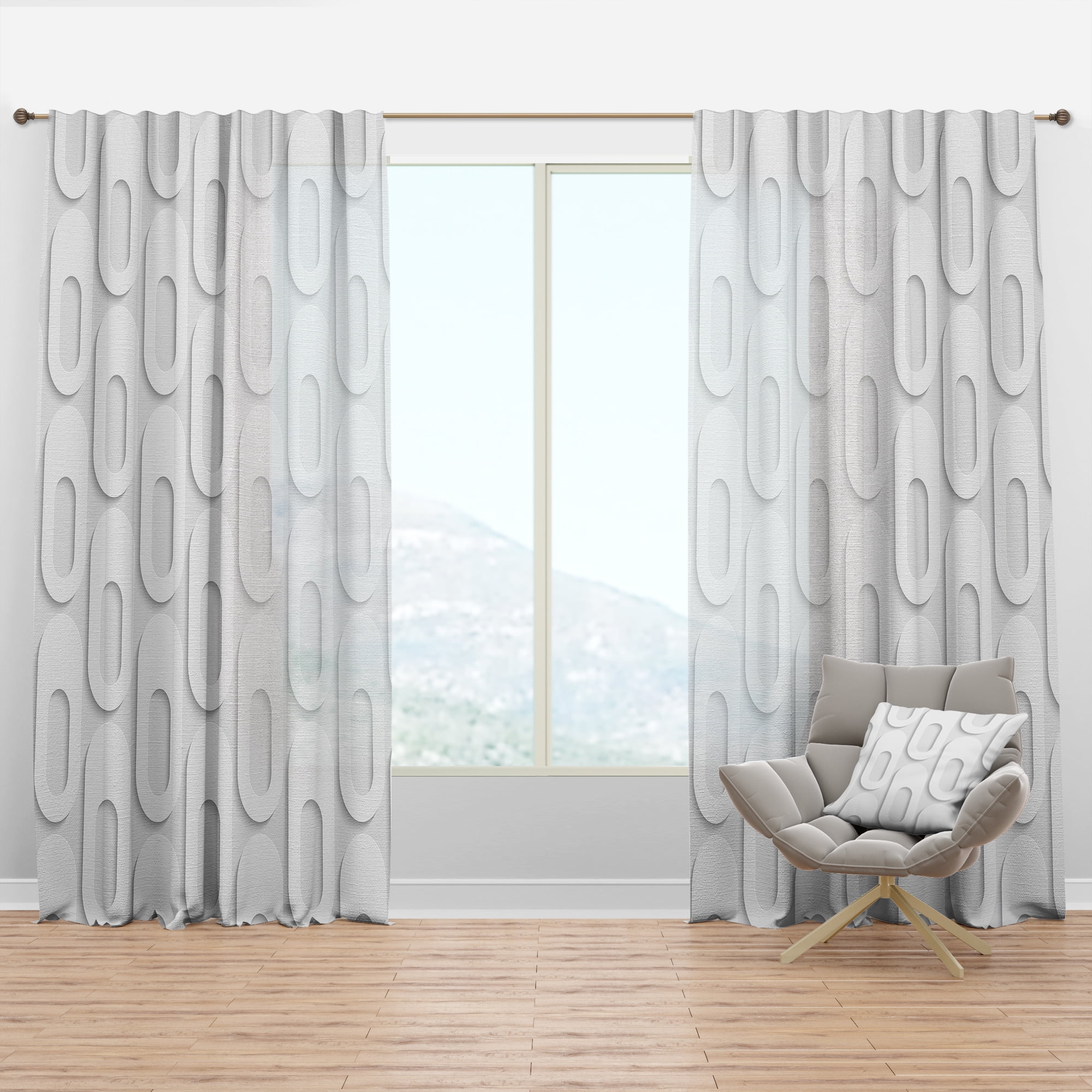 Designart 'Curved Pattern Shape' Scandinavian Curtain Panel