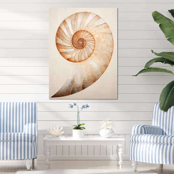 Designart "Curves Of Copper In Nautilus Spiral I" Nautilus Canvas Prints