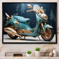 thumbnail image 1 of Designart "Custom Cruiser Turquoise Gold Scooter I" Transportation Floater Framed Canvas Wall Art, 1 of 7
