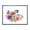 thumbnail image 1 of Designart 'Cute Bird In Purple and Pink Flowers' Traditional Framed Canvas Wall Art Print, 1 of 5