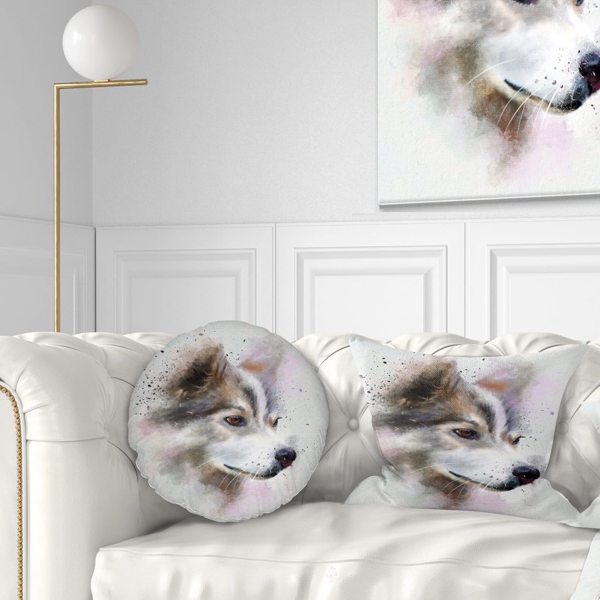 Designart Cute Brown Dog Watercolor - Animal Throw Pillow - 12x20