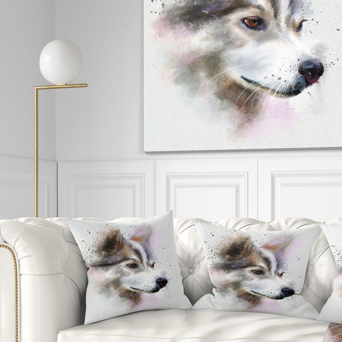 Designart Cute Brown Dog Watercolor - Animal Throw Pillow - 16x16