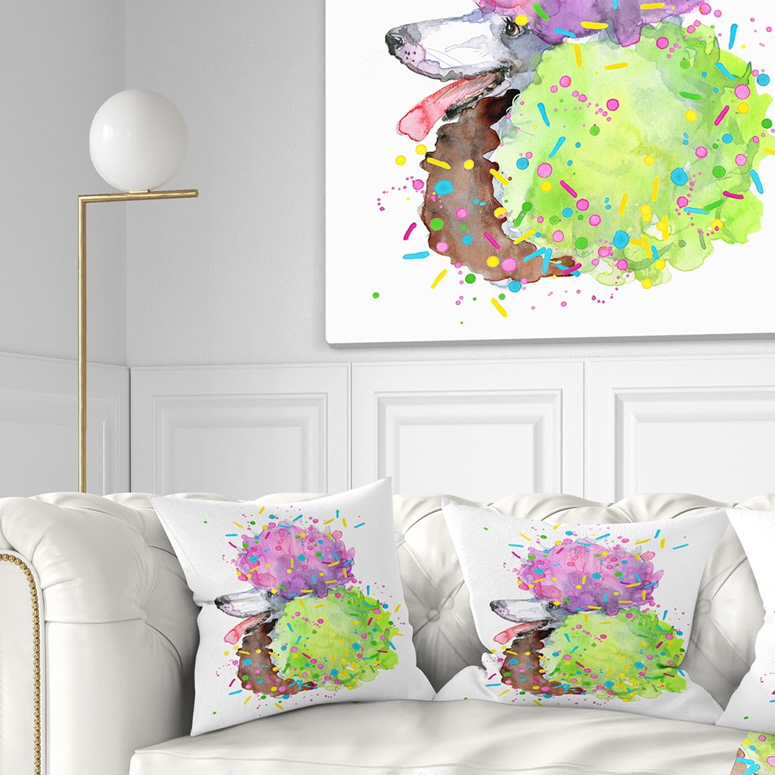 Designart Cute Brown Dog with Color Spheres - Contemporary Animal Throw Pillow - 16x16