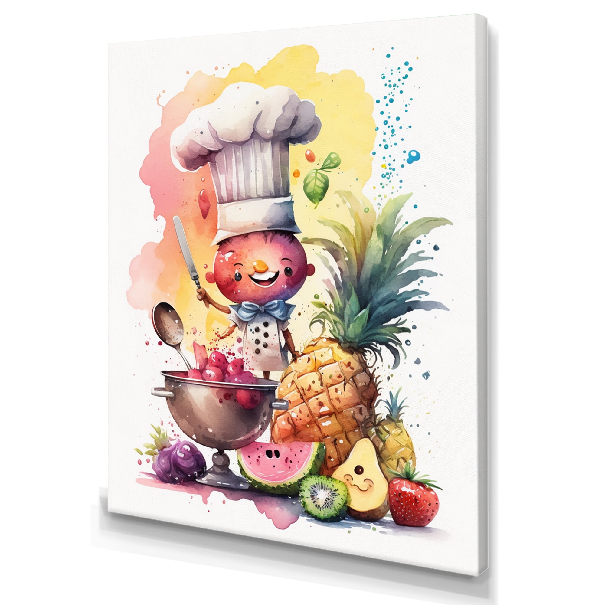 Designart Cute Chef Cooking With Fruit I Canvas Wall Art