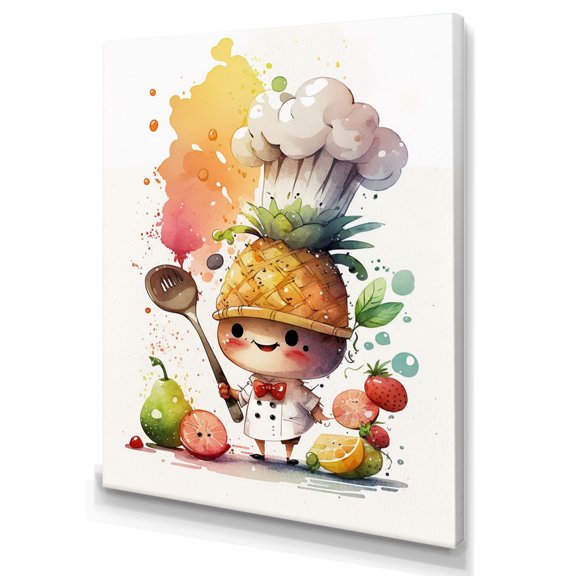 Designart Cute Chef Cooking With Fruit II Canvas Wall Art