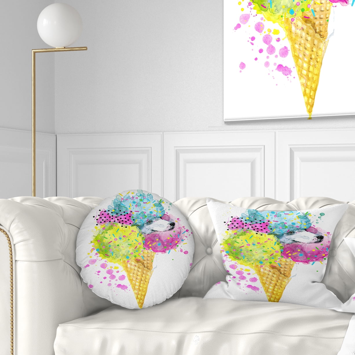Designart Cute Colorful Puppy Dog - Animal Throw Pillow - 12x20