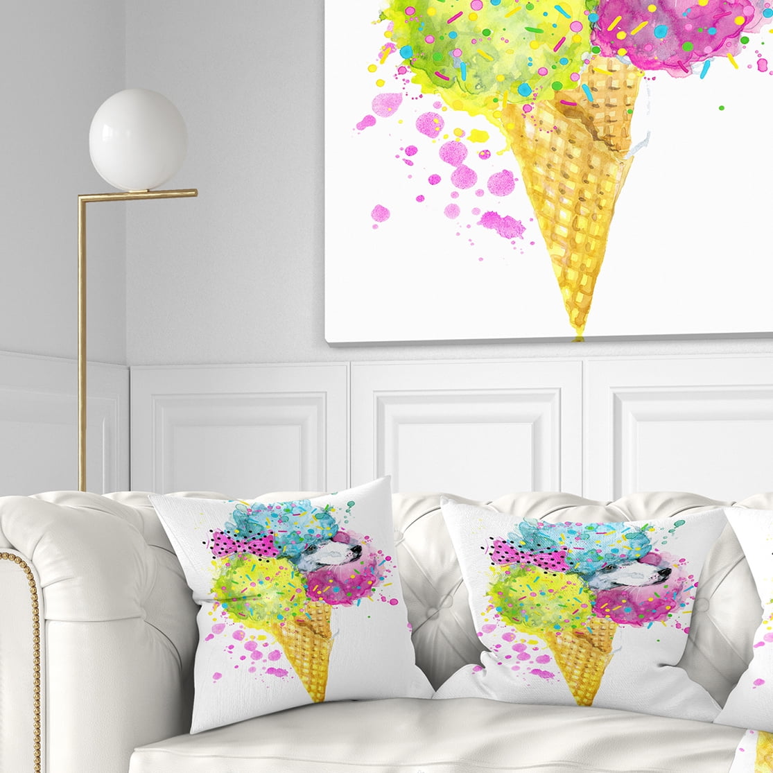 Designart Cute Colorful Puppy Dog - Animal Throw Pillow - 16x16