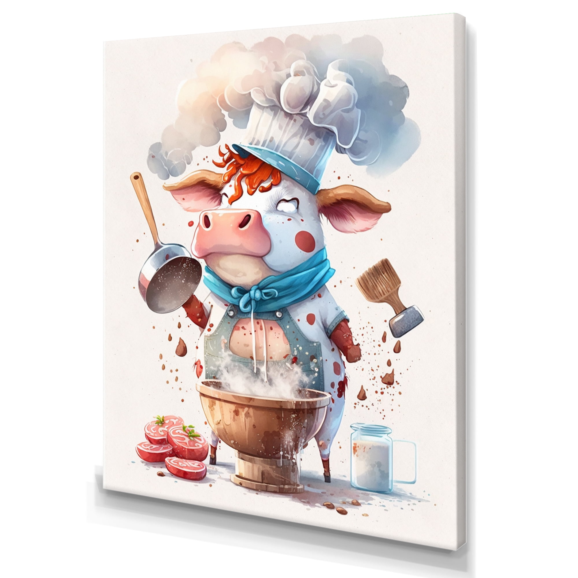 Designart Cute Cow With Hat On I Canvas Wall Art