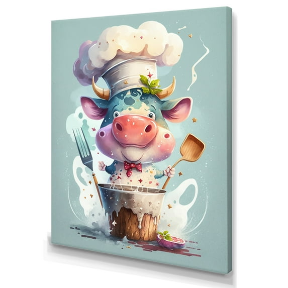 Designart Cute Cow With Hat On II Canvas Wall Art