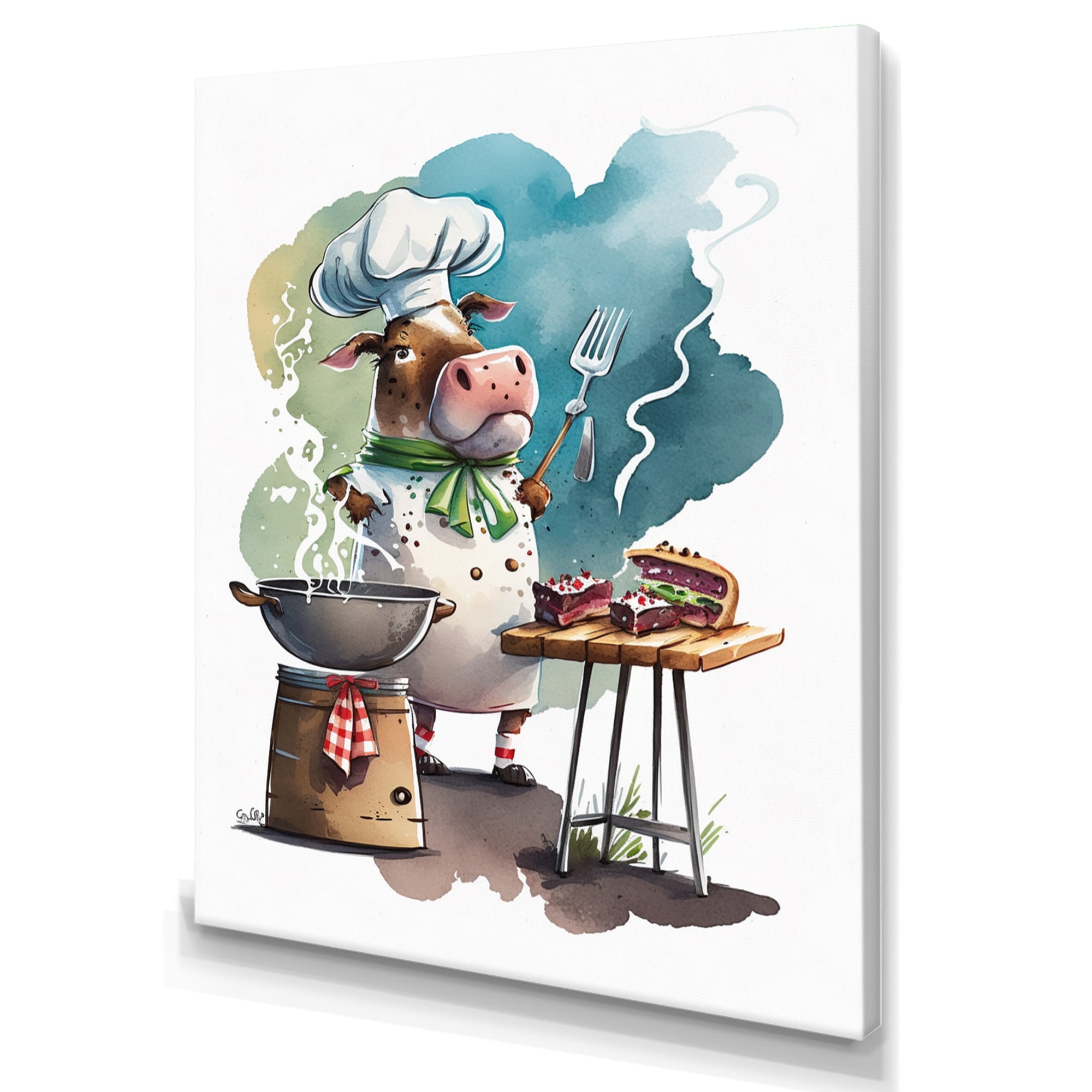 Designart Cute Cow With Hat On III Canvas Wall Art
