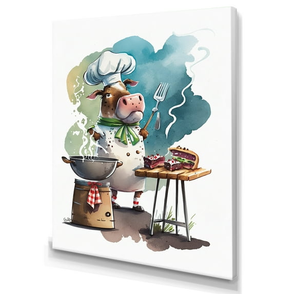 Designart Cute Cow With Hat On III Canvas Wall Art