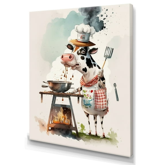 Designart Cute Cow With Hat On IV Canvas Wall Art