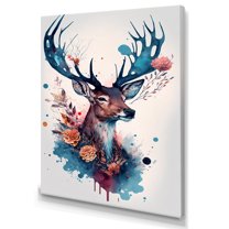 Designart Cute Deer Floral Art III Canvas Wall Art