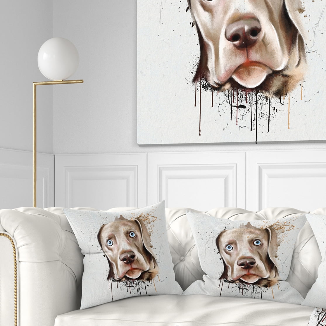 Designart Cute Dog Portrait Watercolor - Animal Throw Pillow - 18x18