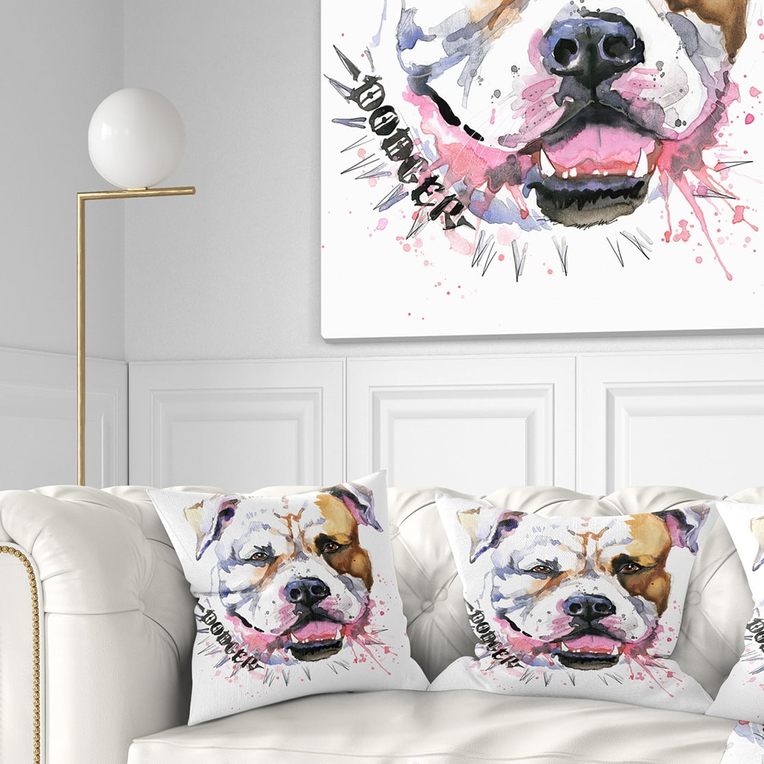 Designart Cute Dog with Open Mouth - Animal Throw Pillow - 16x16