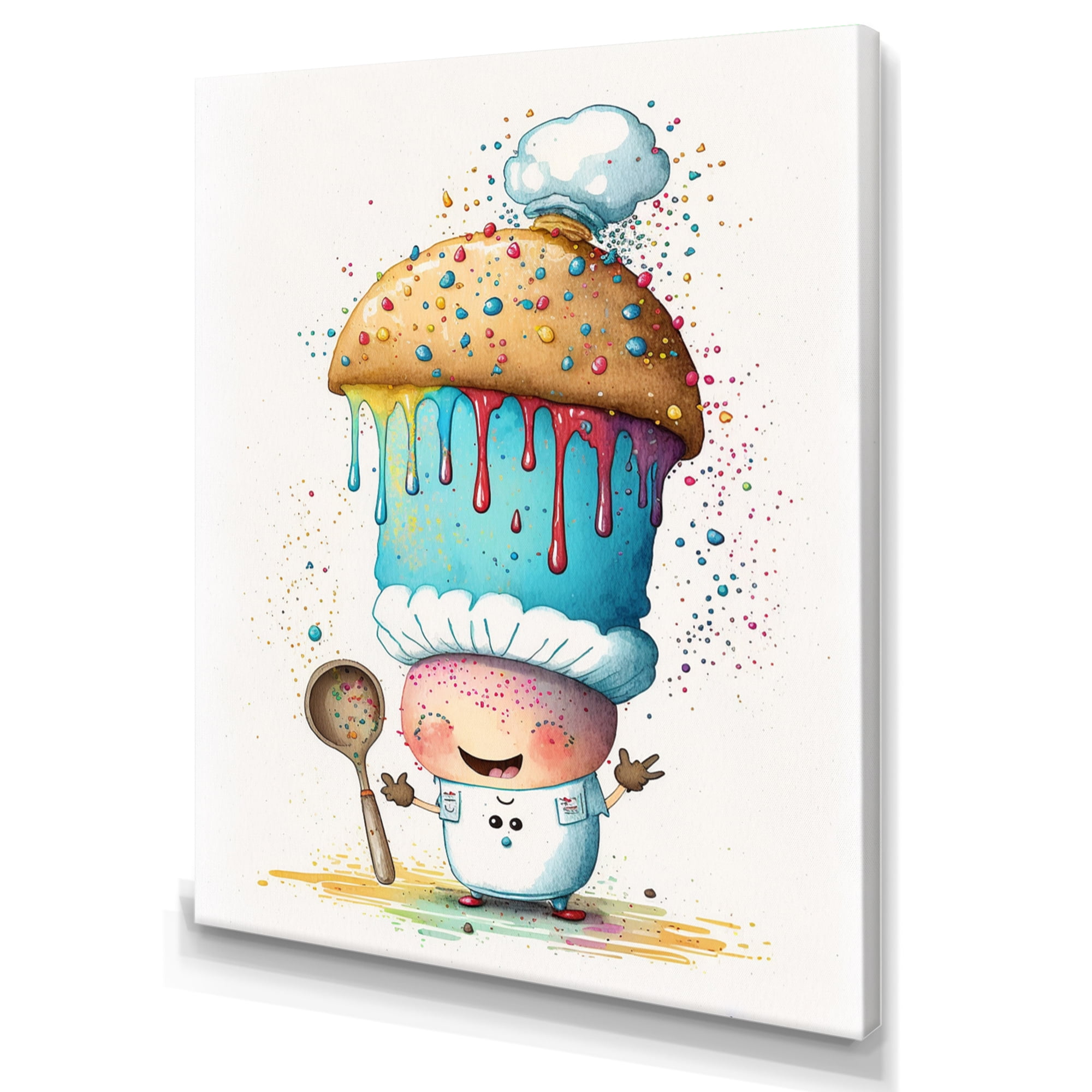 Designart Cute Donut With Chef Hat I Canvas Wall Art