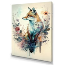 Designart Cute Fox Floral Art III Canvas Wall Art