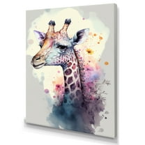 Designart Cute Giraffe Floral Art III Canvas Wall Art